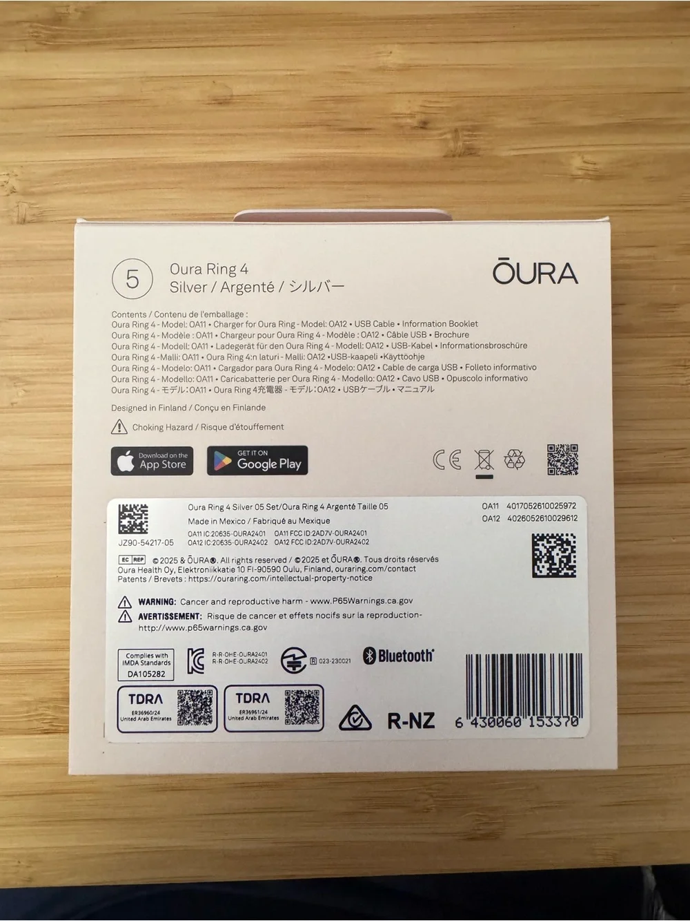 Oura Gen 4 - Silver - size 5